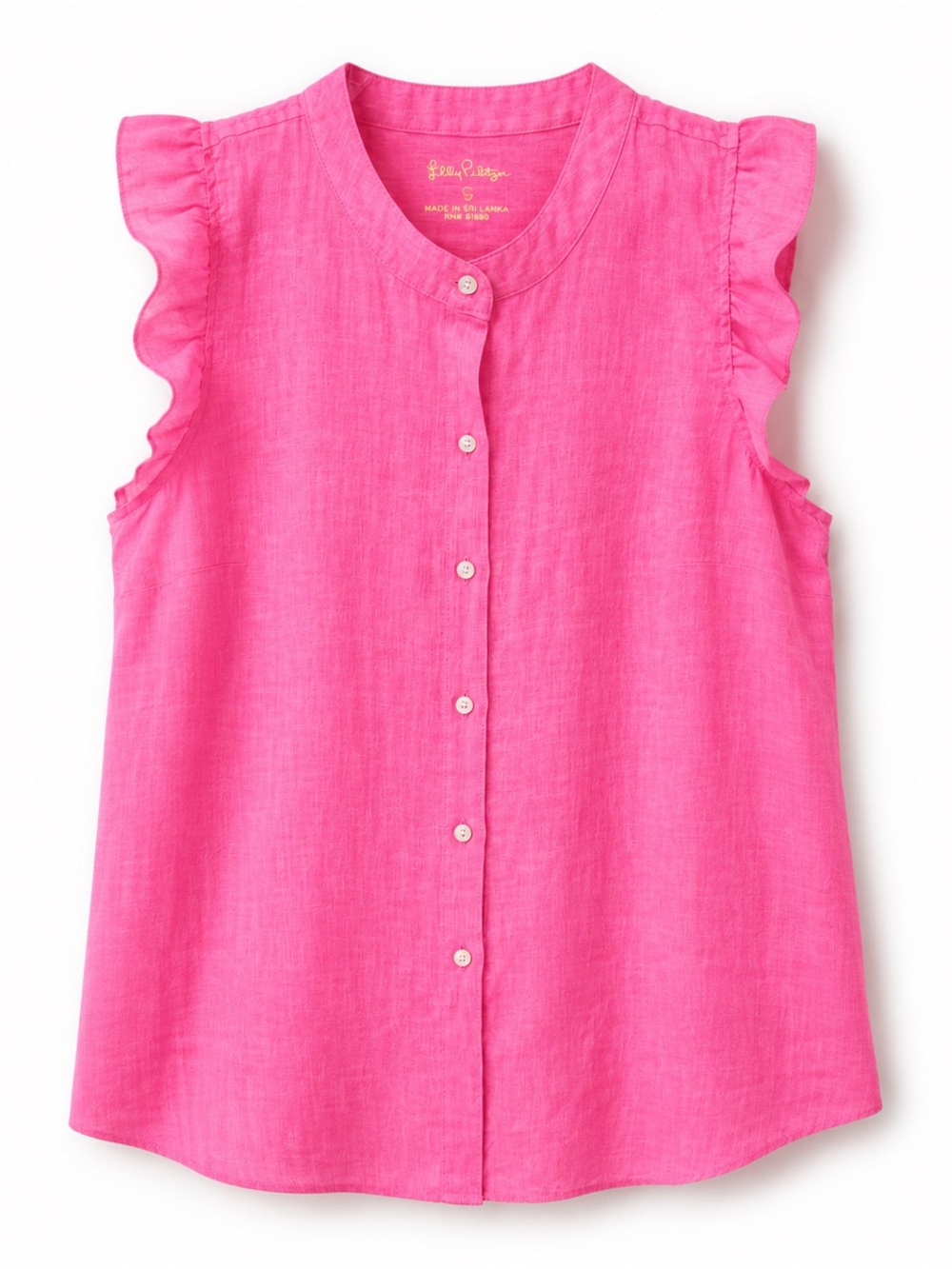 Lilly Pulitzer Girls' Bright Pink Ruffle-Sleeve Button Front Top